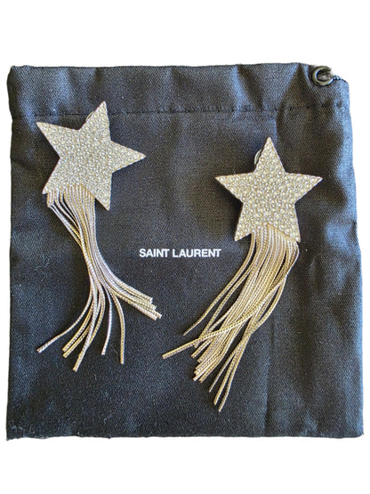 Saint Laurent Crystal Shooting Star Tassel Clip-on Earring