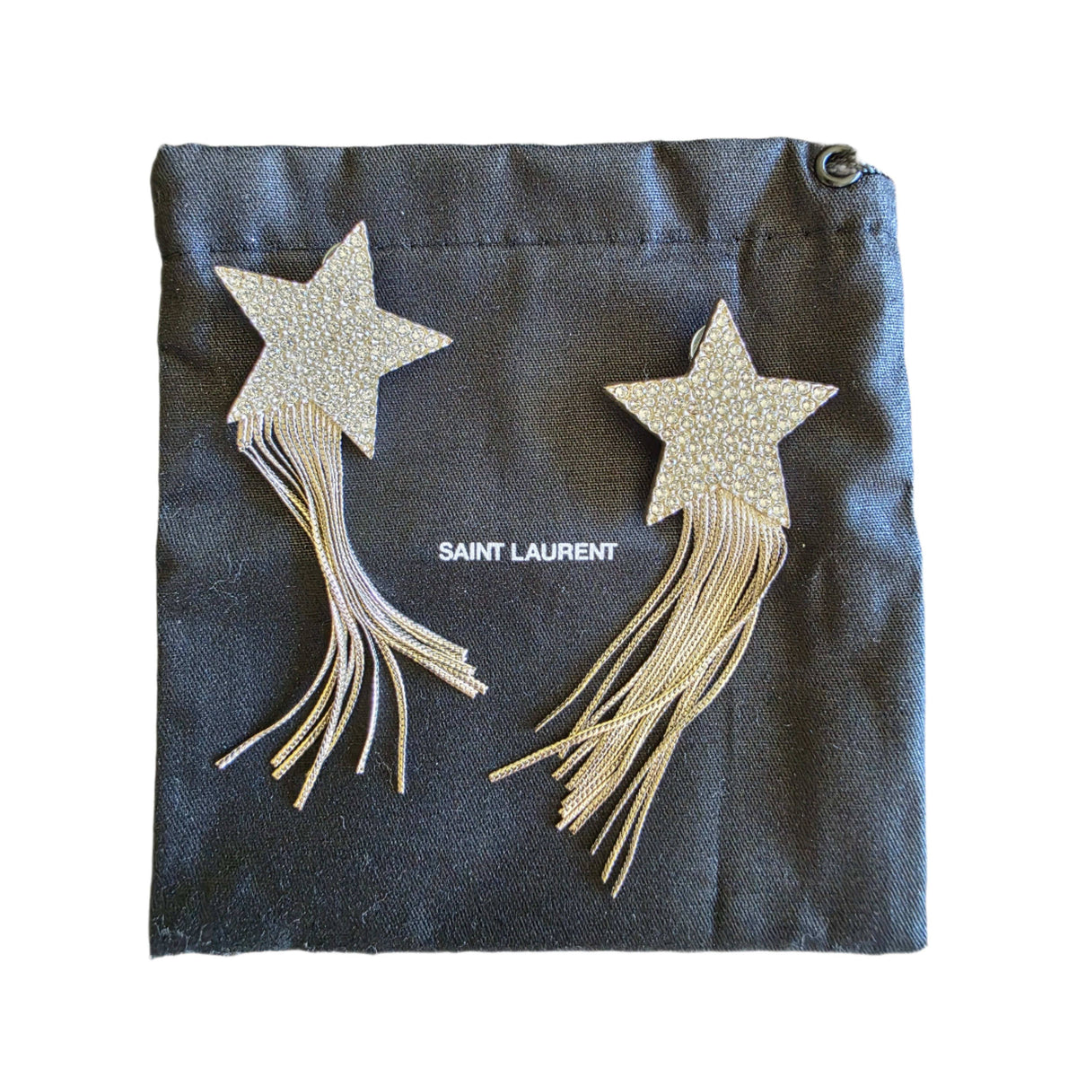 Saint Laurent Crystal Shooting Star Tassel Clip-on Earring