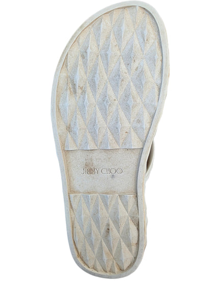 Jimmy Choo Grace Embellished Rubber Platform Flip Flops In Bianco
