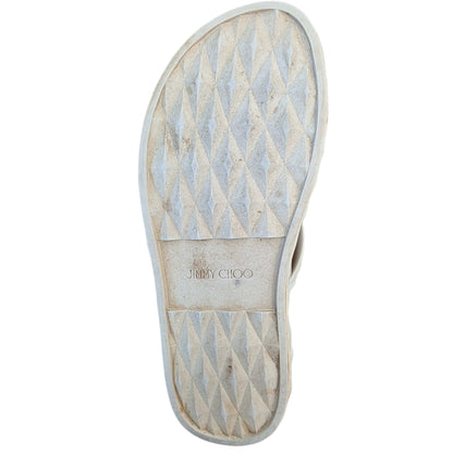 Jimmy Choo Grace Embellished Rubber Platform Flip Flops In Bianco