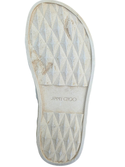 Jimmy Choo Grace Embellished Rubber Platform Flip Flops In Bianco