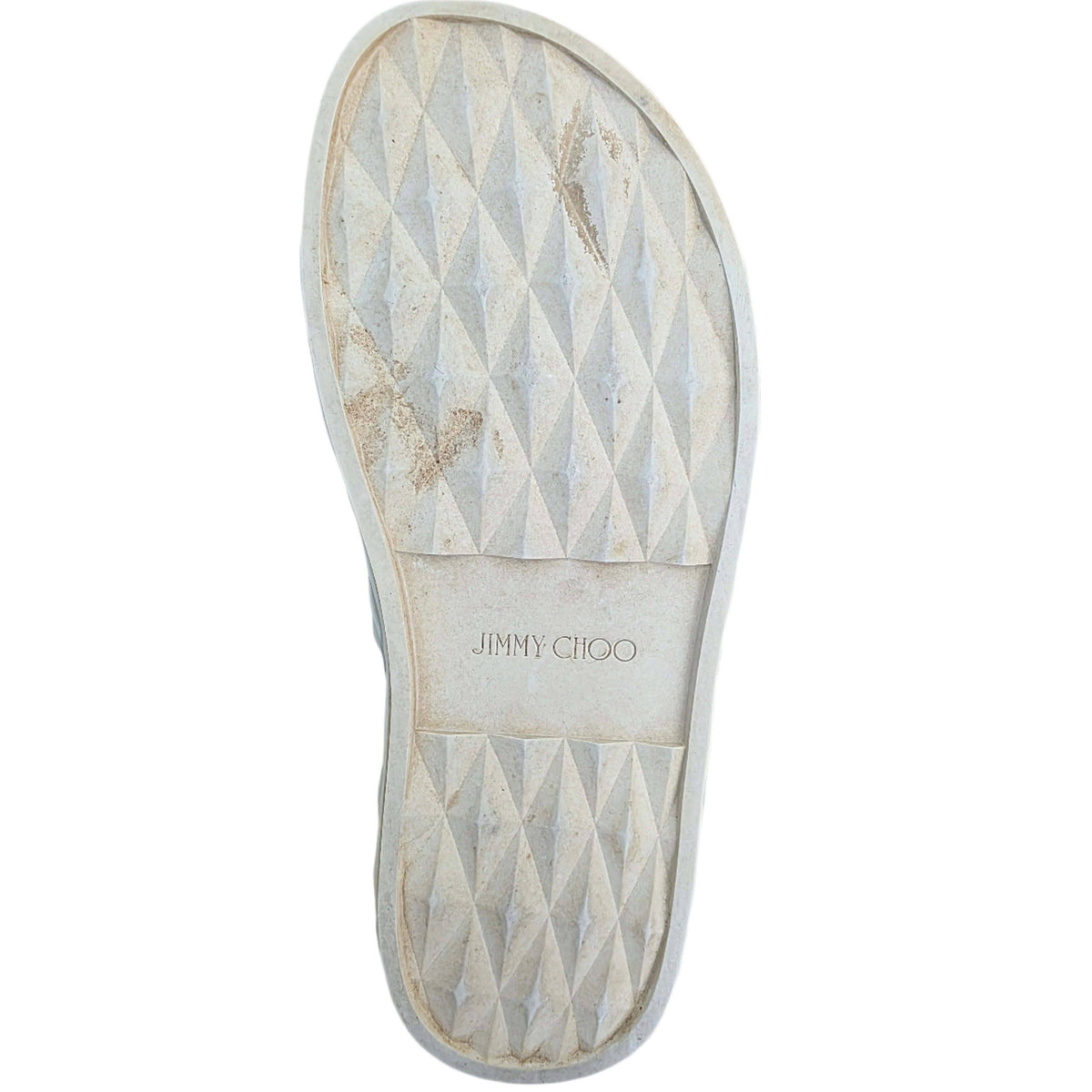 Jimmy Choo Grace Embellished Rubber Platform Flip Flops In Bianco