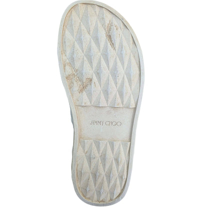 Jimmy Choo Grace Embellished Rubber Platform Flip Flops In Bianco