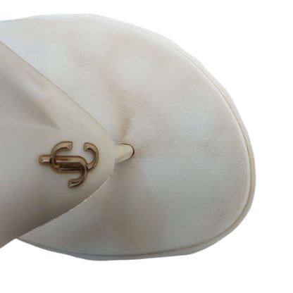 Jimmy Choo Grace Embellished Rubber Platform Flip Flops In Bianco