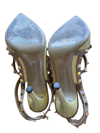 Valentino Garavani Pumps Heel Studs Leather Ivory