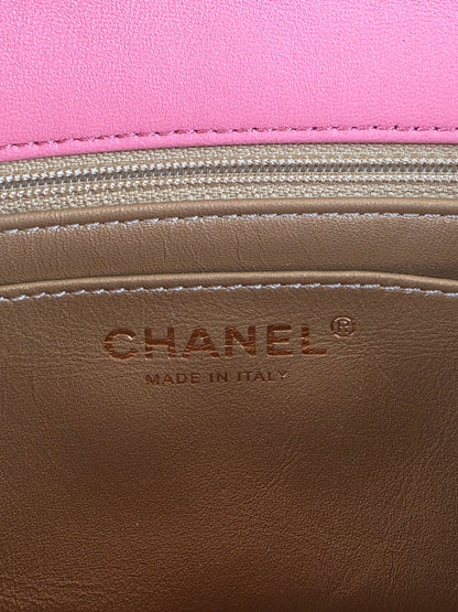 Chanel Lambskin Quilted Mini Rectangular Flap Pink Yellow
