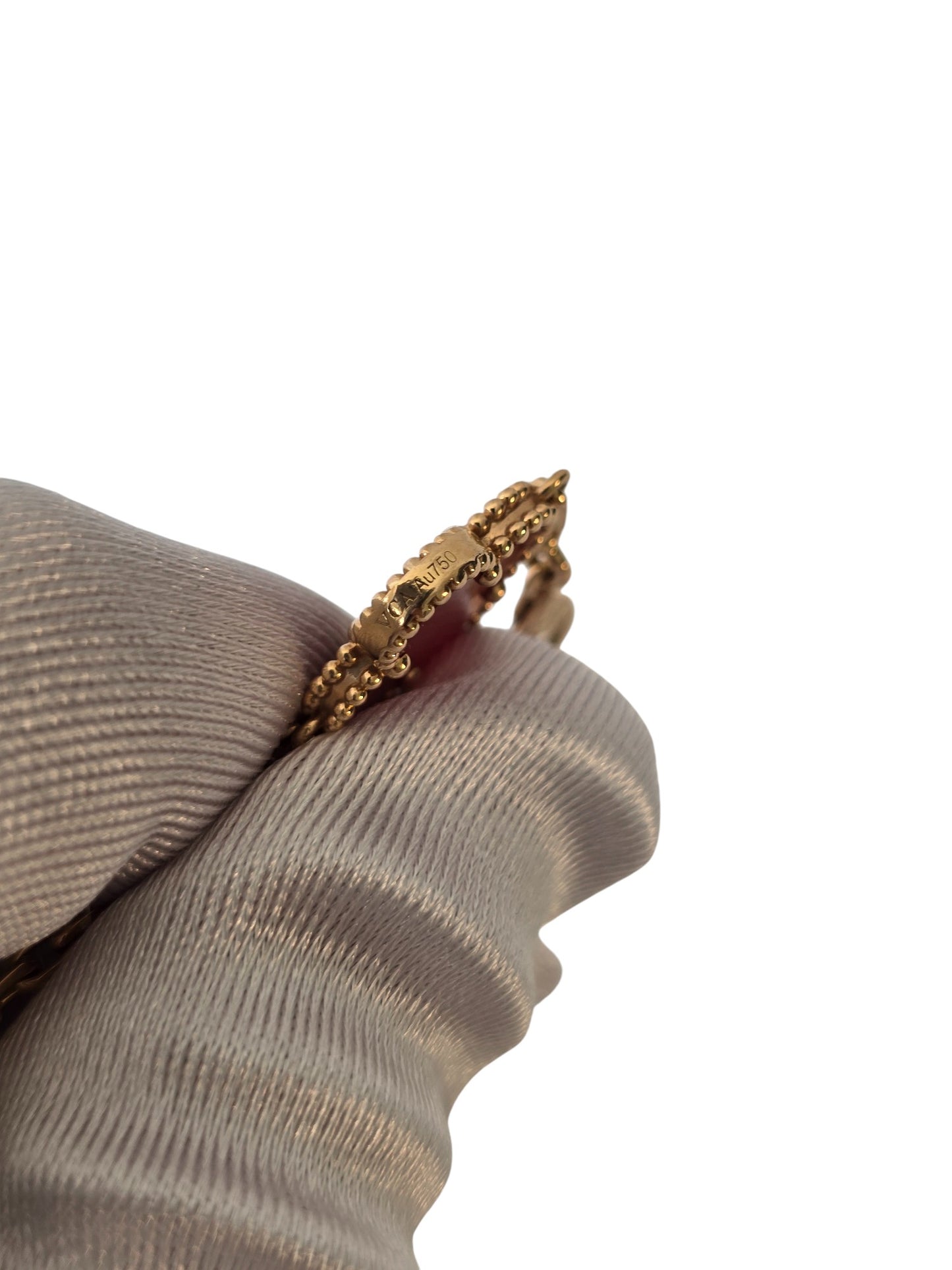 Van Cleef & Arpels Vintage Alhambra 5 motif  Bracelet 18k Rose Gold Gullioche Red Carnelian