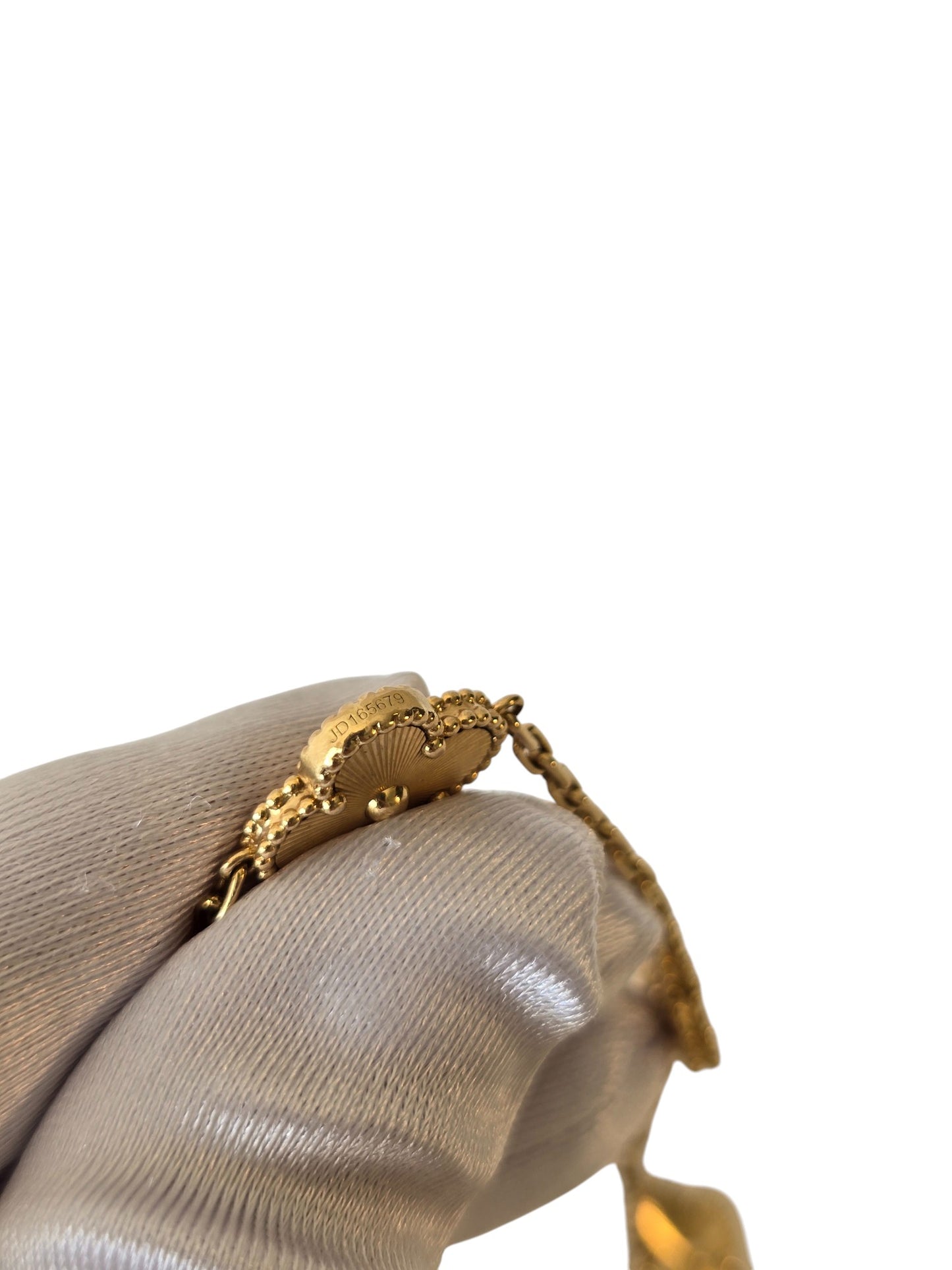 Van Cleef & Arpels Vintage Alhambra Gullioche  bracelet, 5 motifs 18K yellow gold