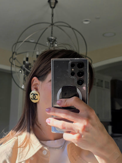 Chanel Vintage 1980s Medallion CC Logo Earrings
