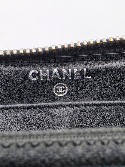 Chanel Patent Quilted Large Gusset Zip-Around Wallet in Black