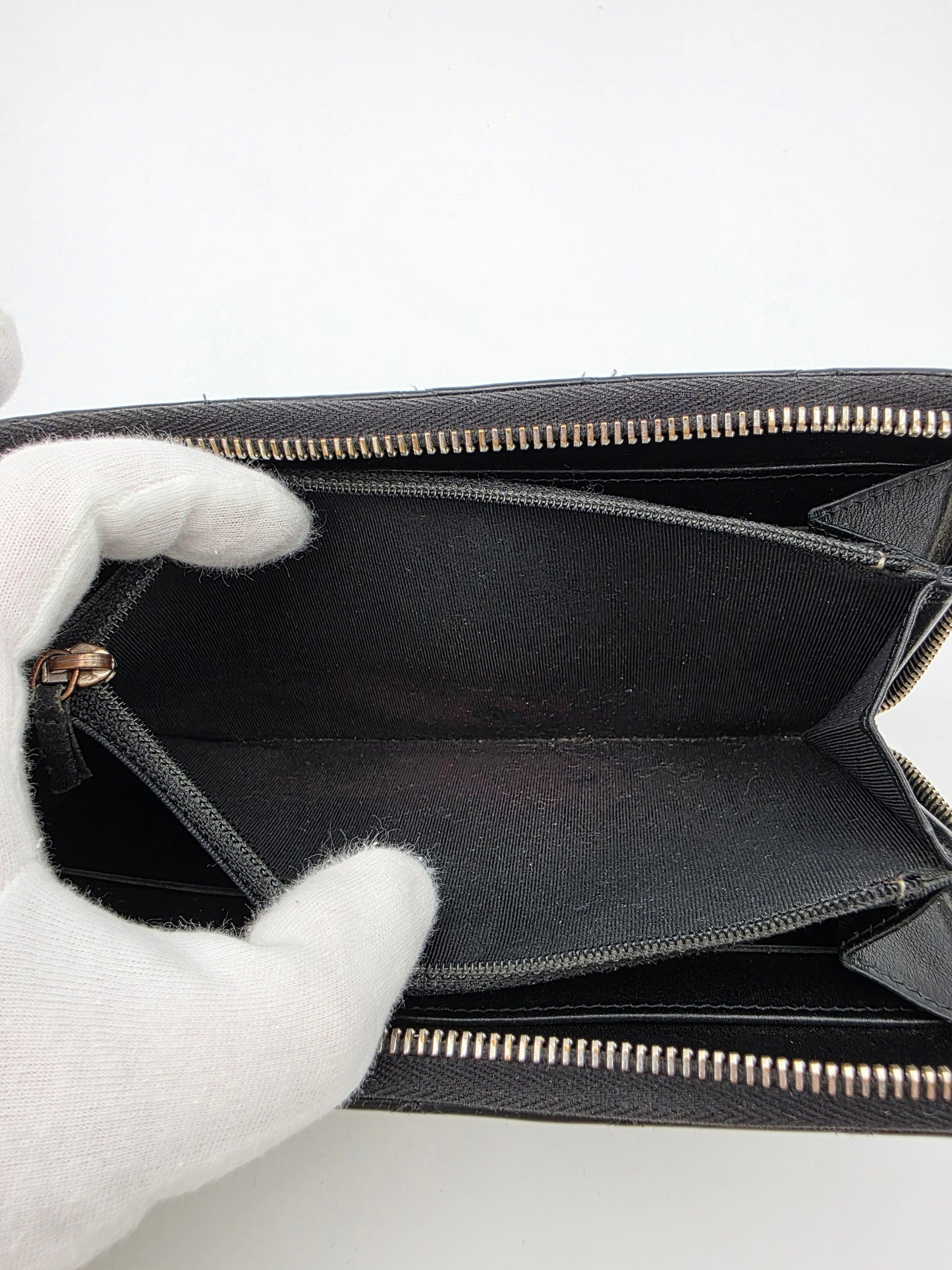 Chanel Patent Quilted Large Gusset Zip-Around Wallet in Black