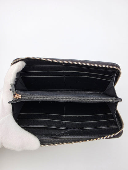 Chanel Patent Quilted Large Gusset Zip-Around Wallet in Black