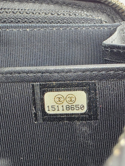 Chanel Patent Quilted Large Gusset Zip-Around Wallet in Black