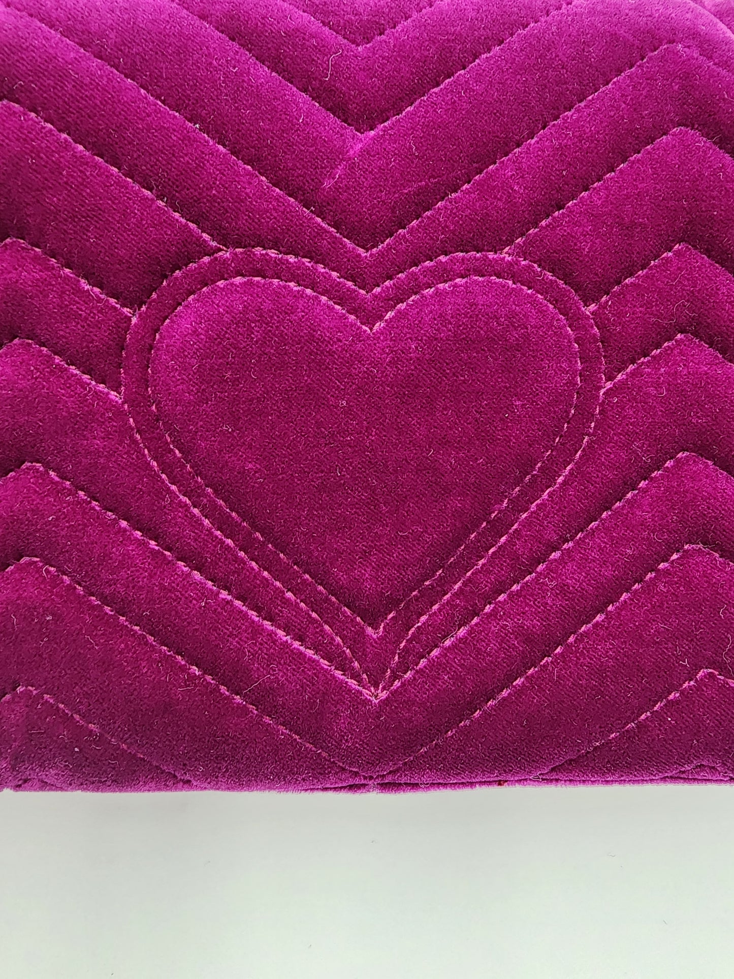 Gucci Velvet Matelassé Small GG Marmont Shoulder Bag Fuchsia Violet Cyclamen