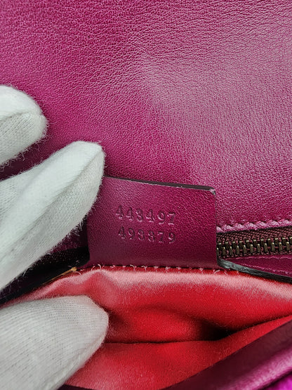Gucci Velvet Matelassé Small GG Marmont Shoulder Bag Fuchsia Violet Cyclamen