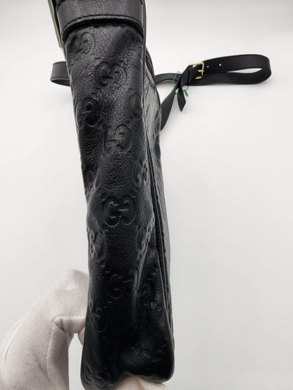 Gucci Guccissima Leather Messenger Bag Black