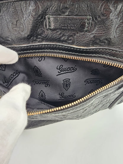 Gucci Guccissima Leather Messenger Bag Black