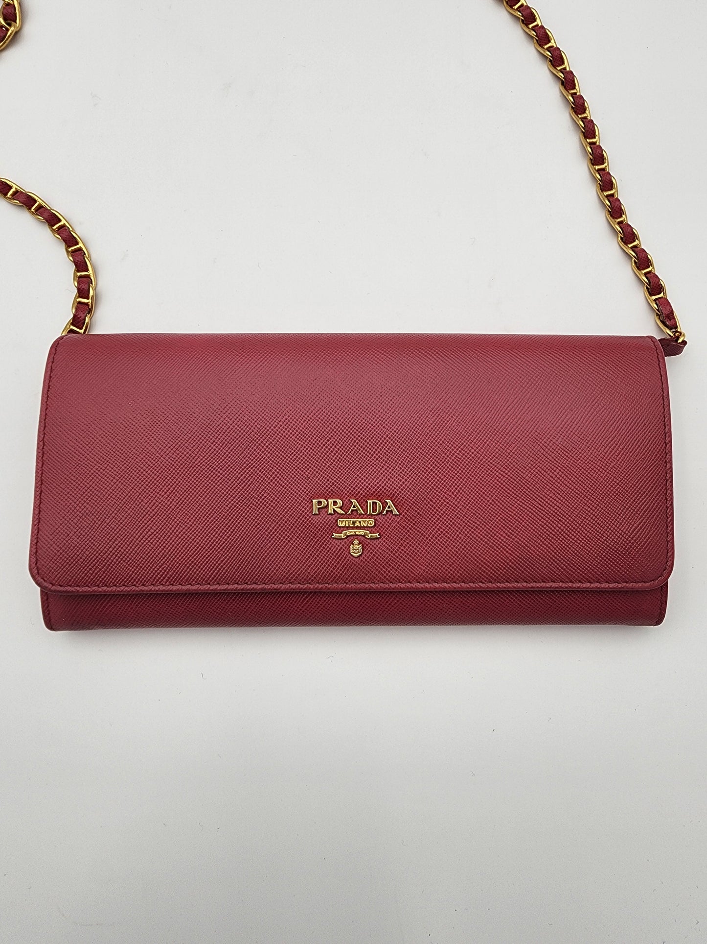Prada Saffiano Leather Chain Wallet