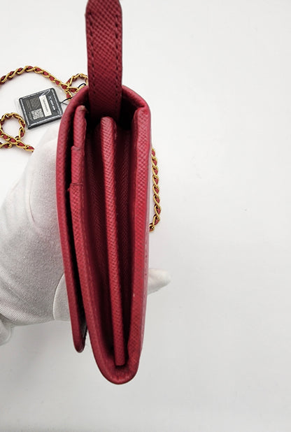 Prada Saffiano Leather Chain Wallet