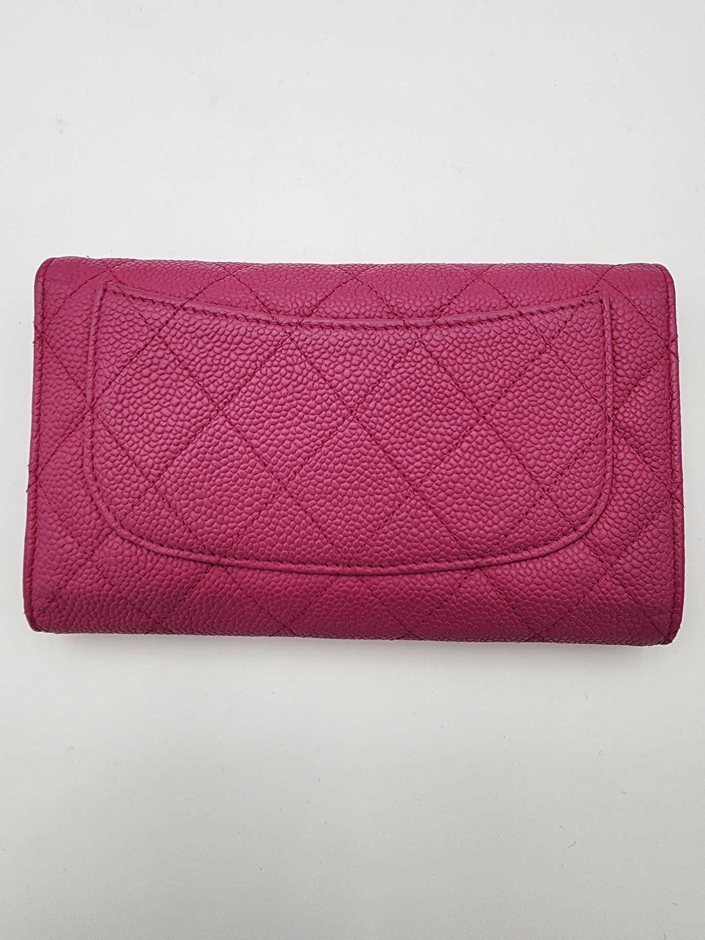 Chanel Classic Long Flap Wallet Caviar Leather in Hot Pink