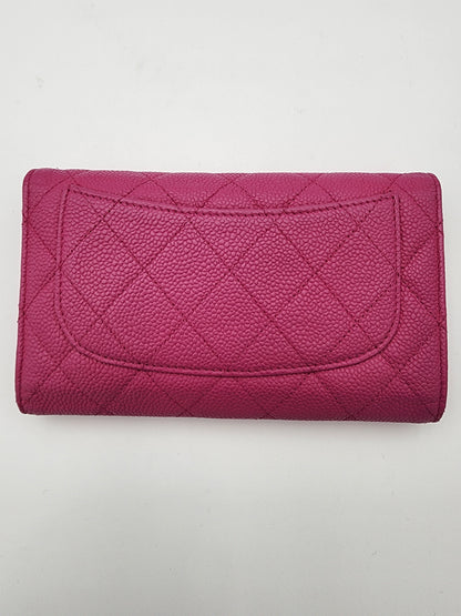 Chanel Classic Long Flap Wallet Caviar Leather in Hot Pink