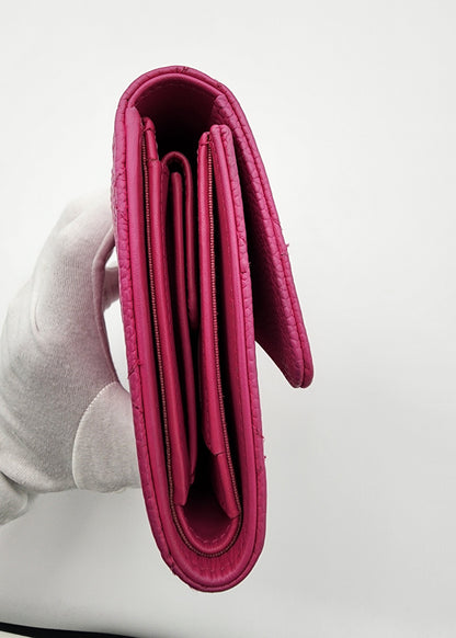 Chanel Classic Long Flap Wallet Caviar Leather in Hot Pink