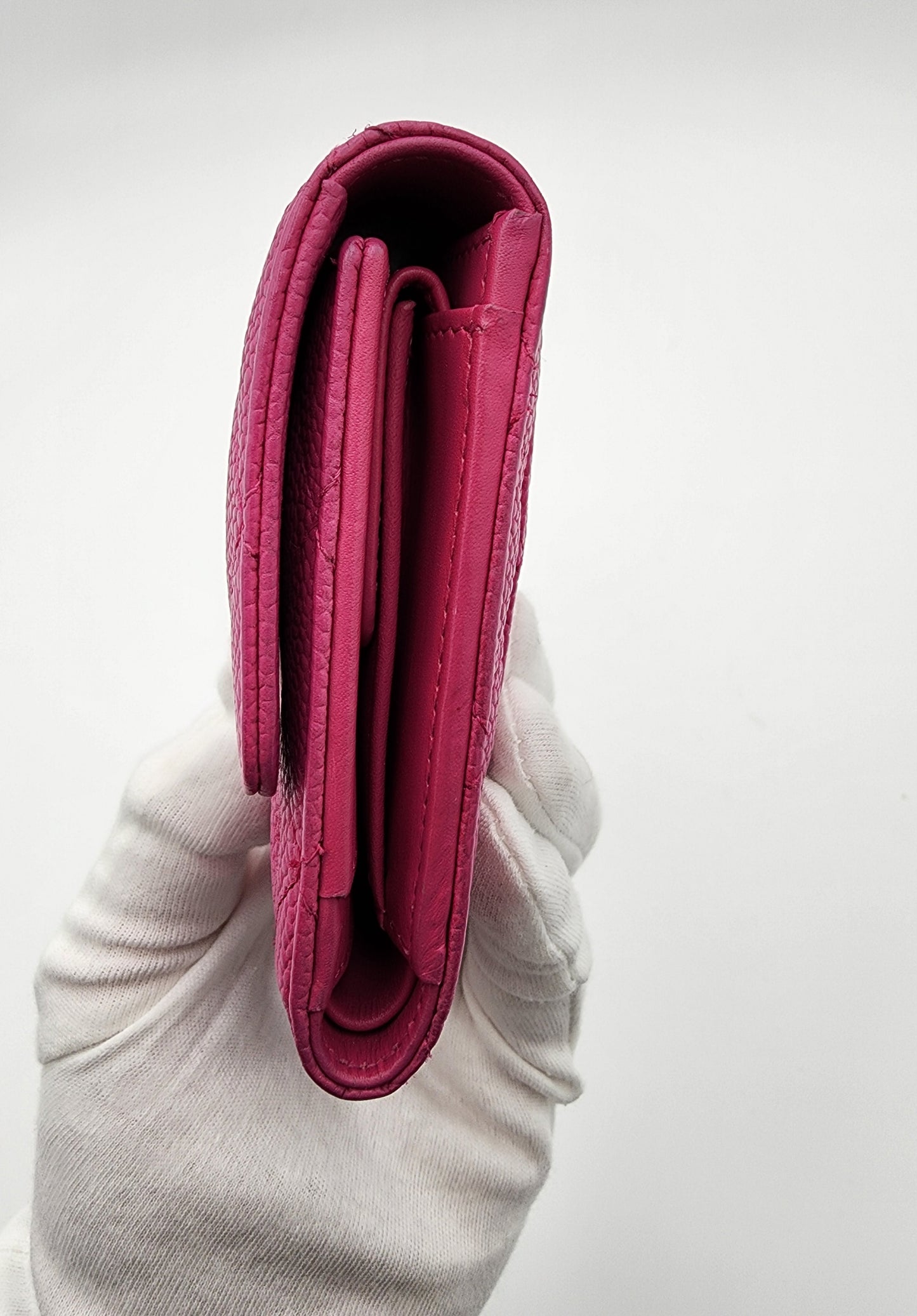 Chanel Classic Long Flap Wallet Caviar Leather in Hot Pink