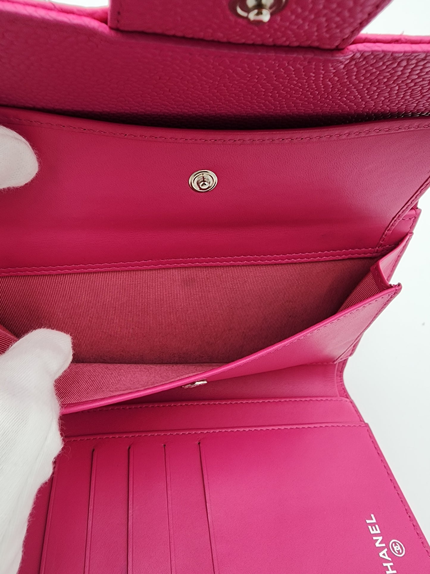 Chanel Classic Long Flap Wallet Caviar Leather in Hot Pink