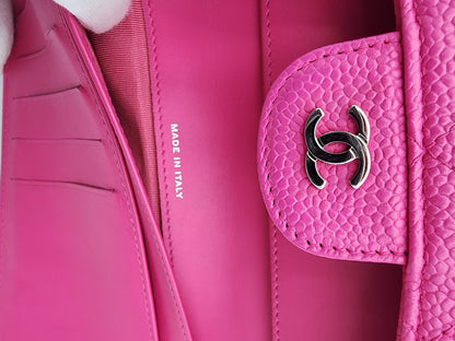Chanel Classic Long Flap Wallet Caviar Leather in Hot Pink