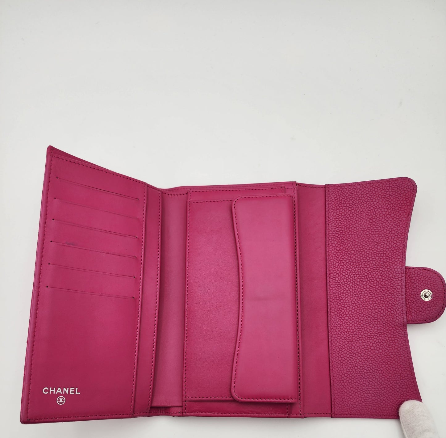 Chanel Classic Long Flap Wallet Caviar Leather in Hot Pink