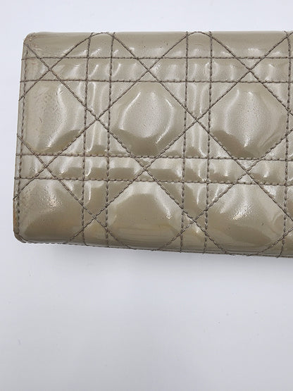 Christian Dior Lady Dior Rendez-Vous Short Chain Wallet Cannage Patent Leather