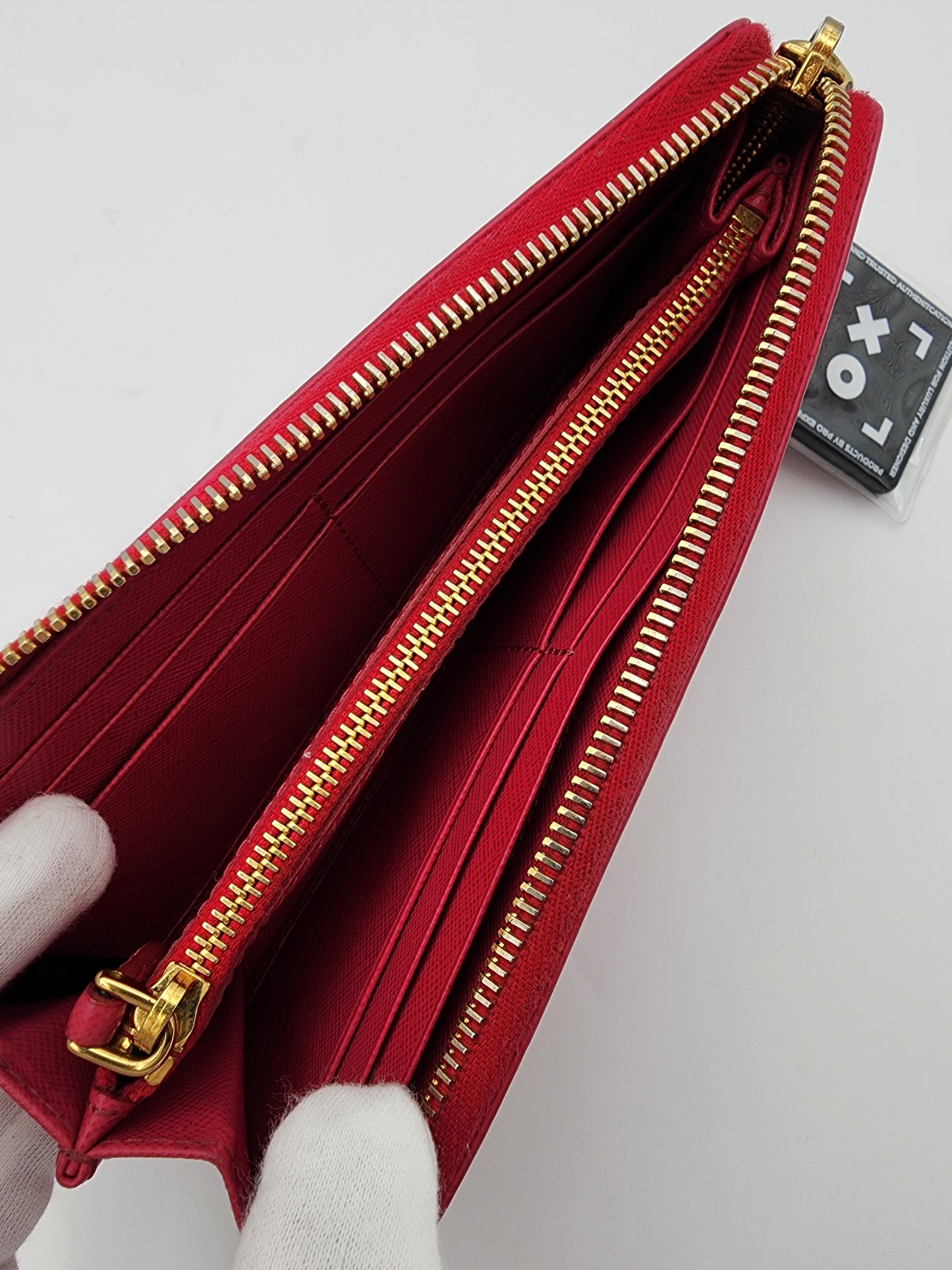 Prada Large Saffiano Leather Wallet Fiery Red