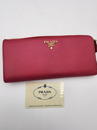 Prada Large Saffiano Leather Wallet Fiery Red