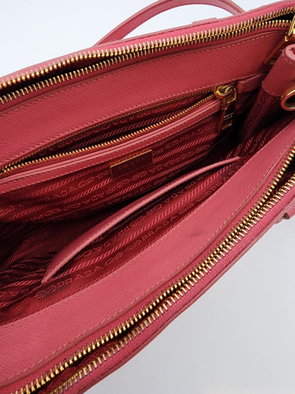 Prada Galleria Saffiano Leather Bag Fuoco Large