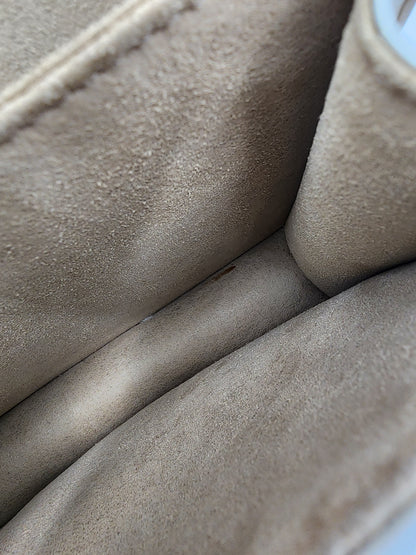 Fendi Scalloped Leather Mini Kan I Floral Studded Chain Shoulder Bag Beige