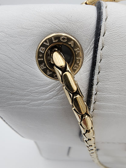 Bvlgari Serpenti Forever Large Square Shoulder Bag Leather in White Agate