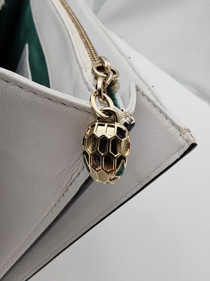 Bvlgari Serpenti Forever Large Square Shoulder Bag Leather in White Agate