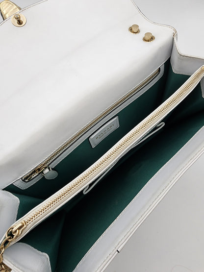 Bvlgari Serpenti Forever Large Square Shoulder Bag Leather in White Agate