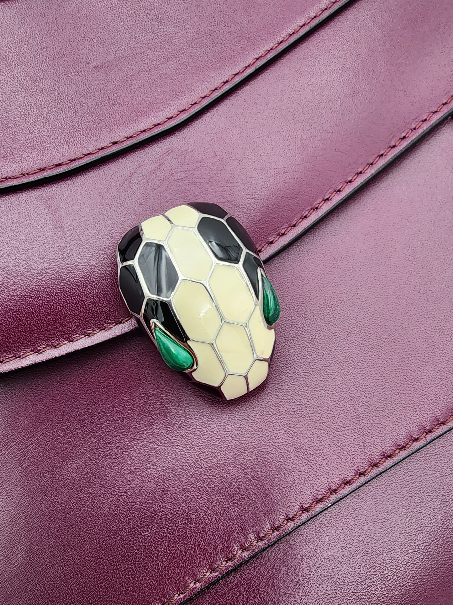 Bvlgari Serpenti Forever Large Shoulder Bag Calf Leather in Aubergine