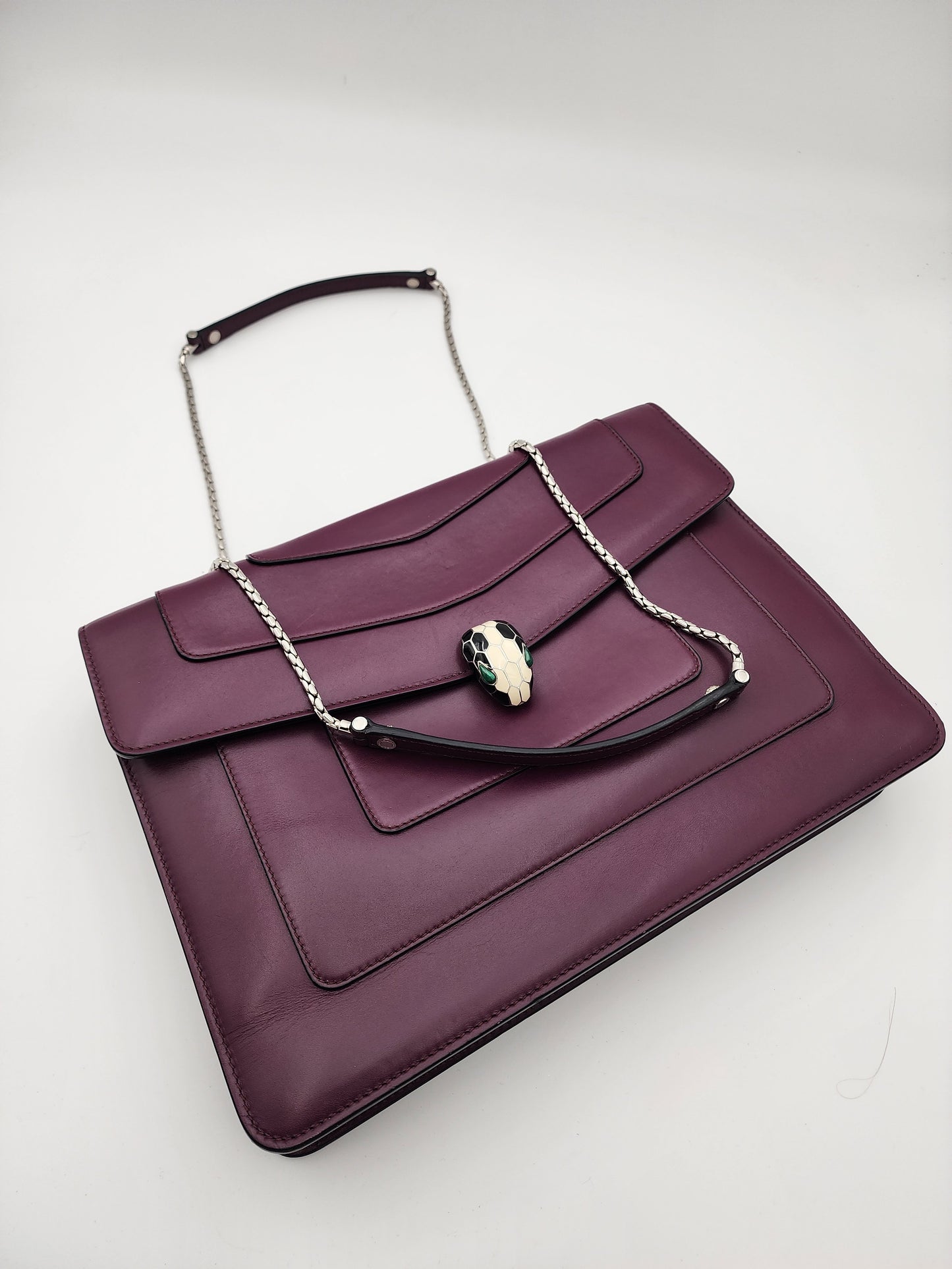 Bvlgari Serpenti Forever Large Shoulder Bag Calf Leather in Aubergine