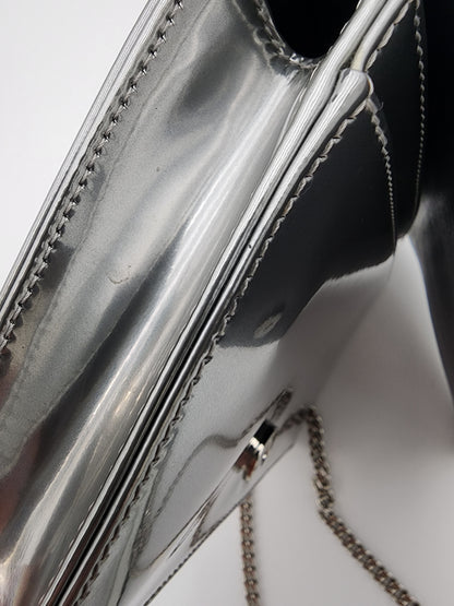 Christian Dior Metallic Micro-Cannage Diorama Wallet on Chain Silver