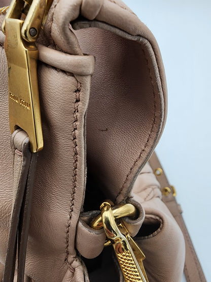 Miu Miu Nappa Matelassé Top Handle Bag Cammeo