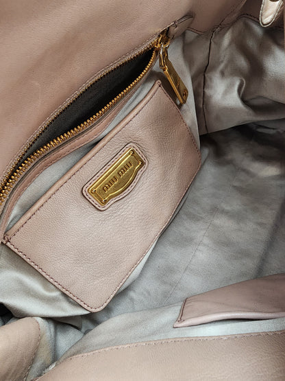 Miu Miu Nappa Matelassé Top Handle Bag Cammeo
