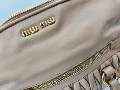 Miu Miu Nappa Matelassé Top Handle Bag Cammeo