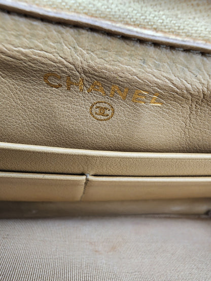 Chanel Matelassé Gold Patent Leather Zip-Around Wallet