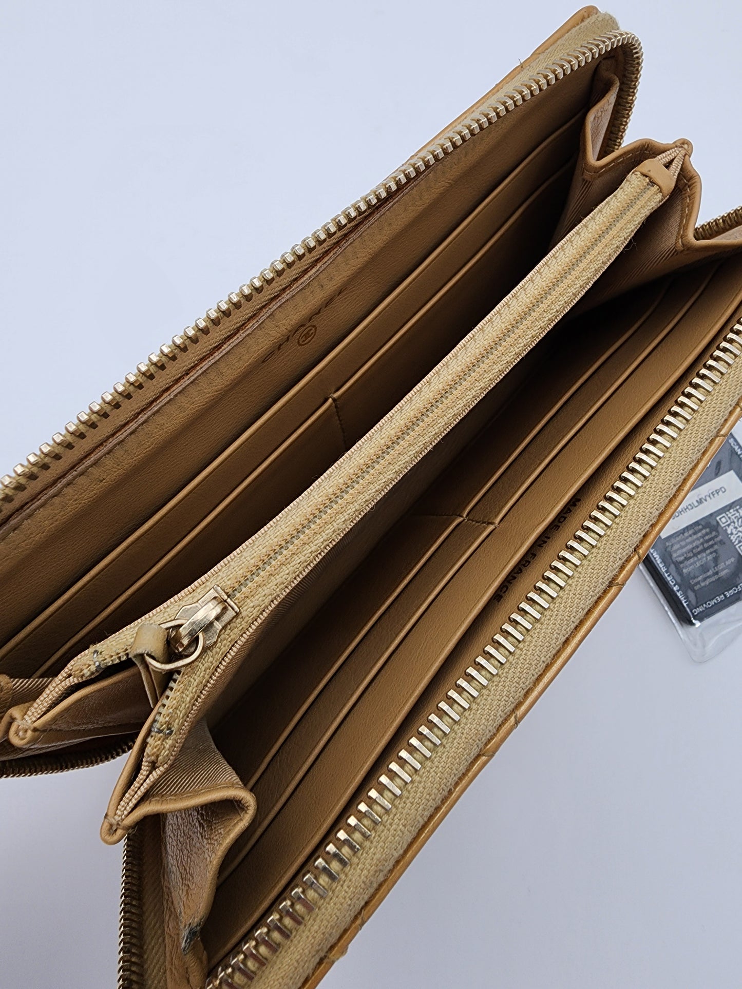 Chanel Matelassé Gold Patent Leather Zip-Around Wallet