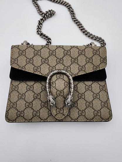 Gucci Mini Dionysus Shoulder Bag Ebony Black GG Supreme