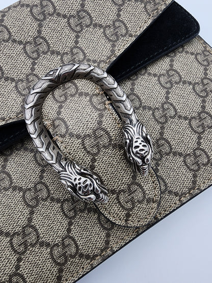 Gucci Mini Dionysus Shoulder Bag Ebony Black GG Supreme