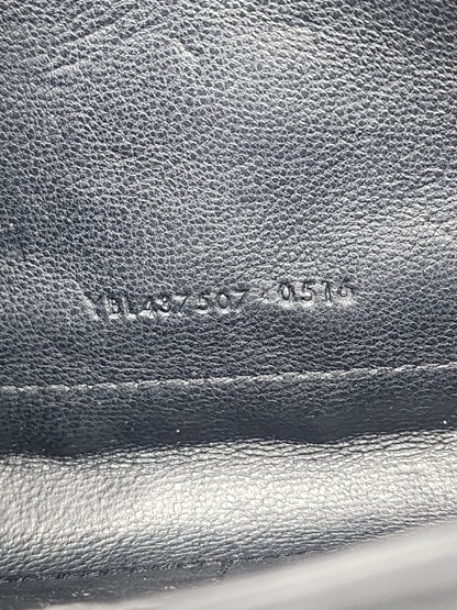 Saint Laurent Kate Medium Croc-Embossed Calfskin Black