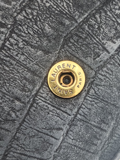 Saint Laurent Kate Medium Croc-Embossed Calfskin Black